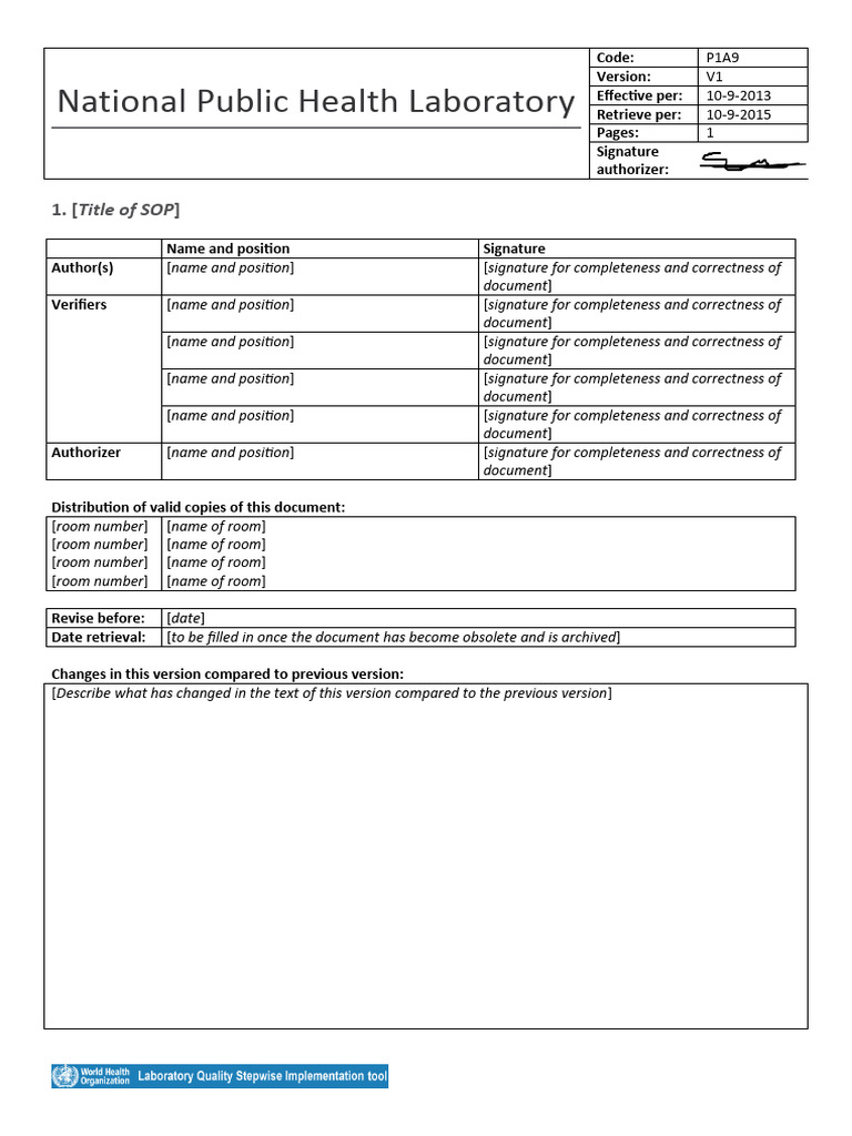 National Public Health Lab SOP Overview | PDF | Computing