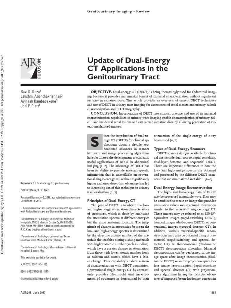 Kaza Et Al 2017 Update of Dual Energy CT Applications in The ...