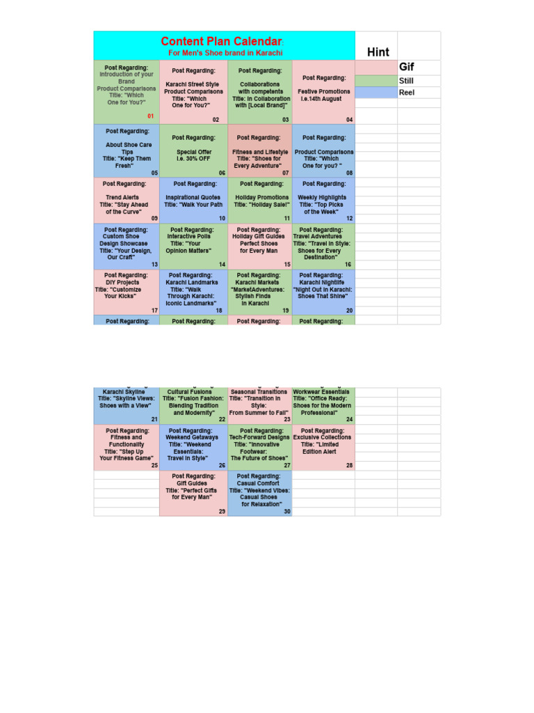 Men's Shoe Brand Content Planner | PDF | Fashion | Clothing