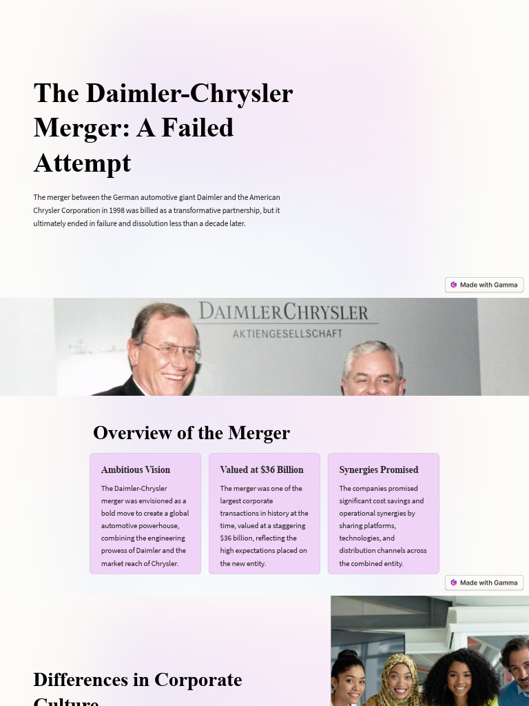 Daimler-Chrysler Merger: Lessons in Failure | PDF | Mergers And ...