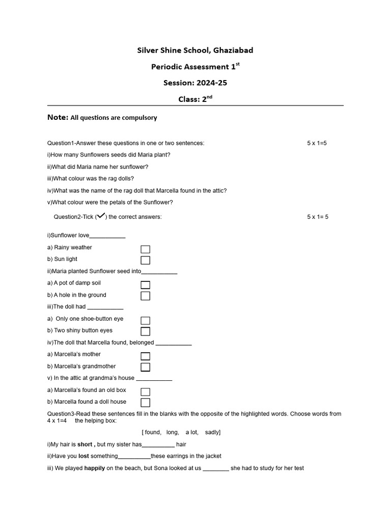 Class 2b English | PDF