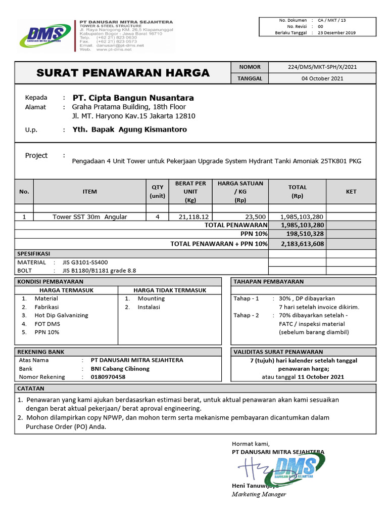 Penawaran Harga Tower Hydrant 2021 | PDF | Teknologi & Rekayasa