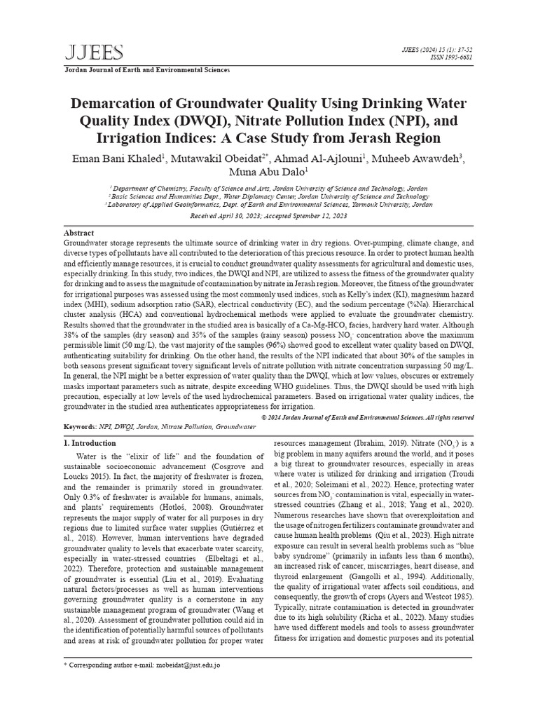 Groundwater Quality Assessment in Jerash | PDF | Water Quality | Magnesium