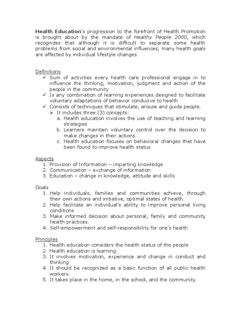 Health Education and Promotion Strategies | PDF | Memory | Classical ...