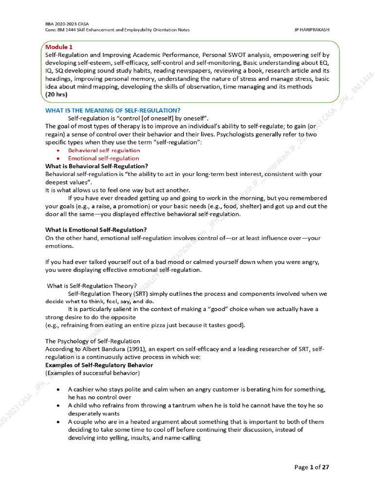 Core BM 1444 Skill Enhancement and Employability Orientation Notes-1 | PDF