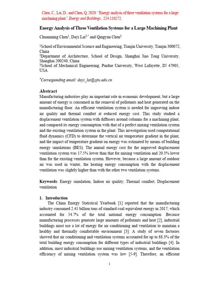 Energy Efficiency in Ventilation Systems | PDF | Ventilation ...