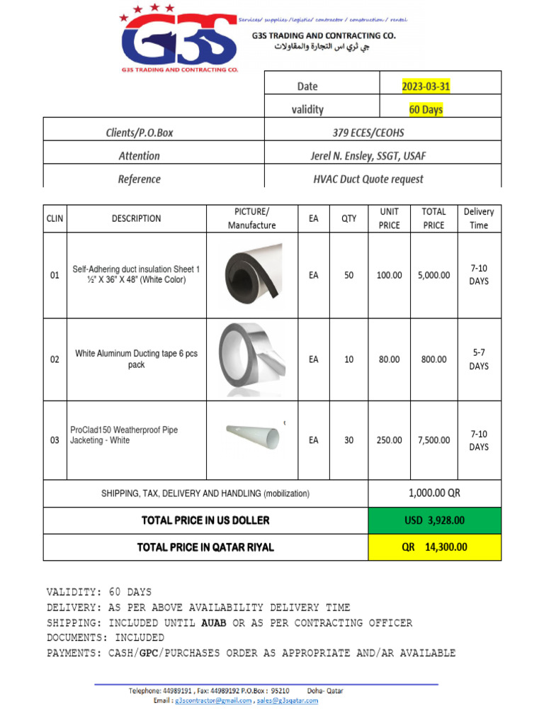 HVAC Duct Quote Request