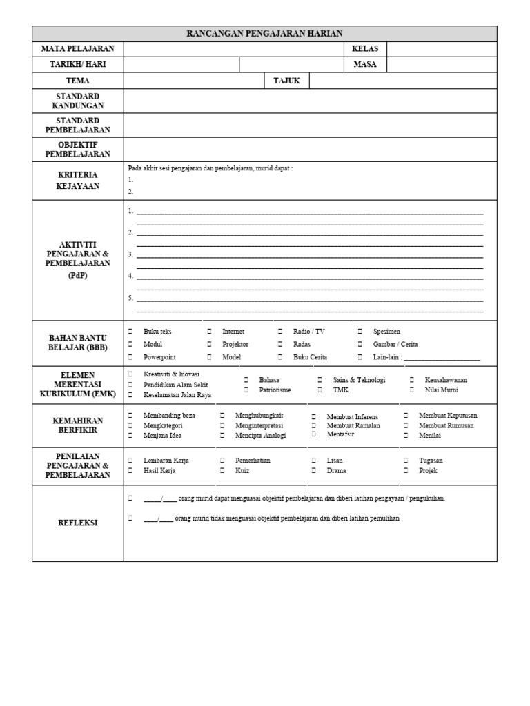 Borang RPH | PDF
