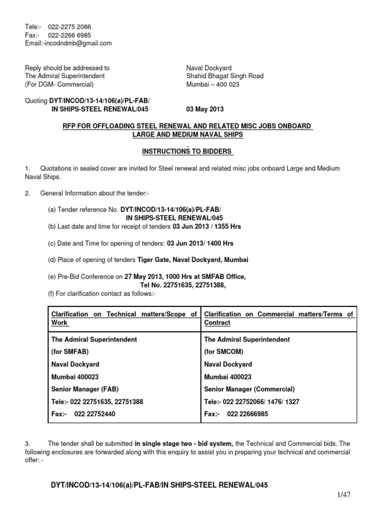 Offloading Steel Renewal and Related MISC Jobs Onboard Large ... - 1 ...