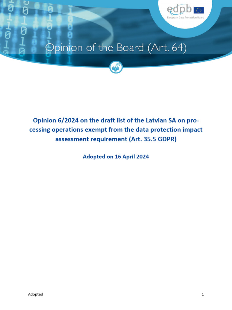 Edpb Opinion 202406 Lvsa Dpiawhitelist en | PDF | Driving Under The ...