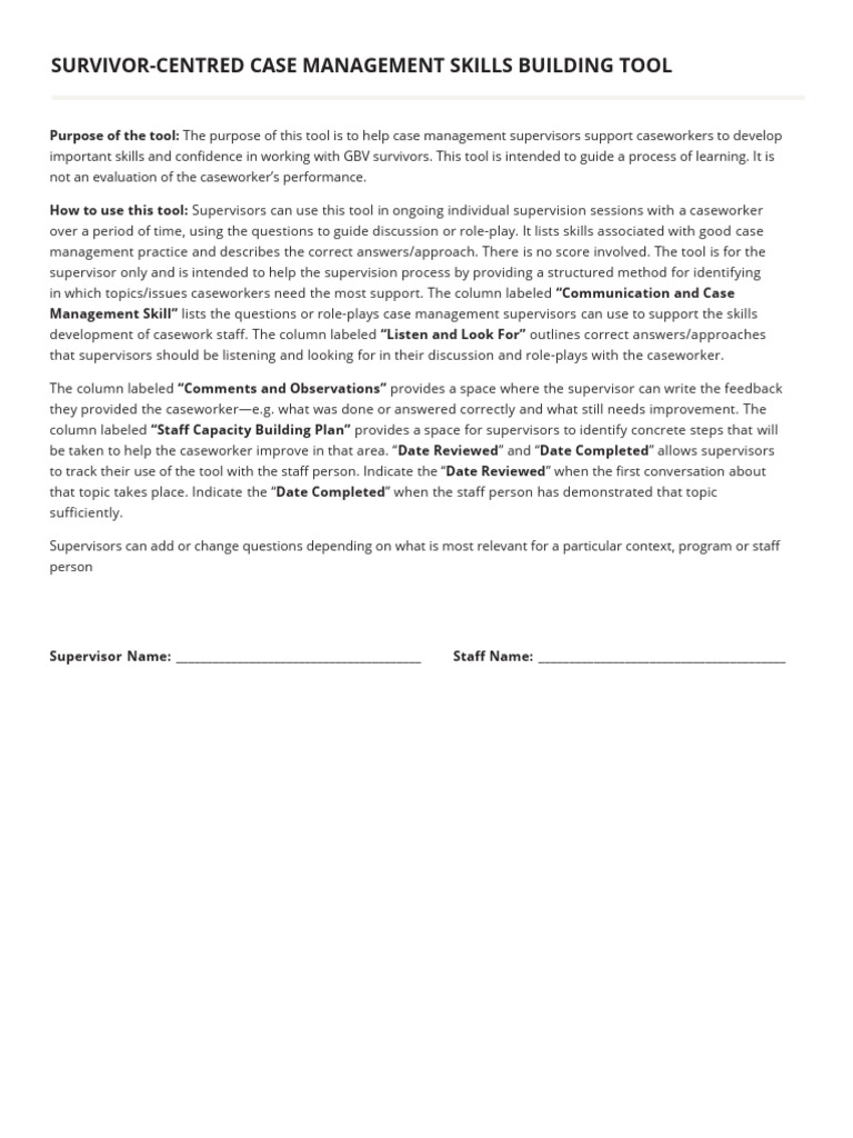 GBV Case Management Skills Tool | PDF | Informed Consent | Communication