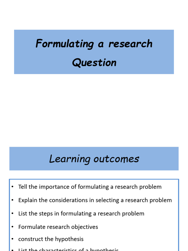 Steps to Formulate a Research Question | PDF | Hypothesis | Community