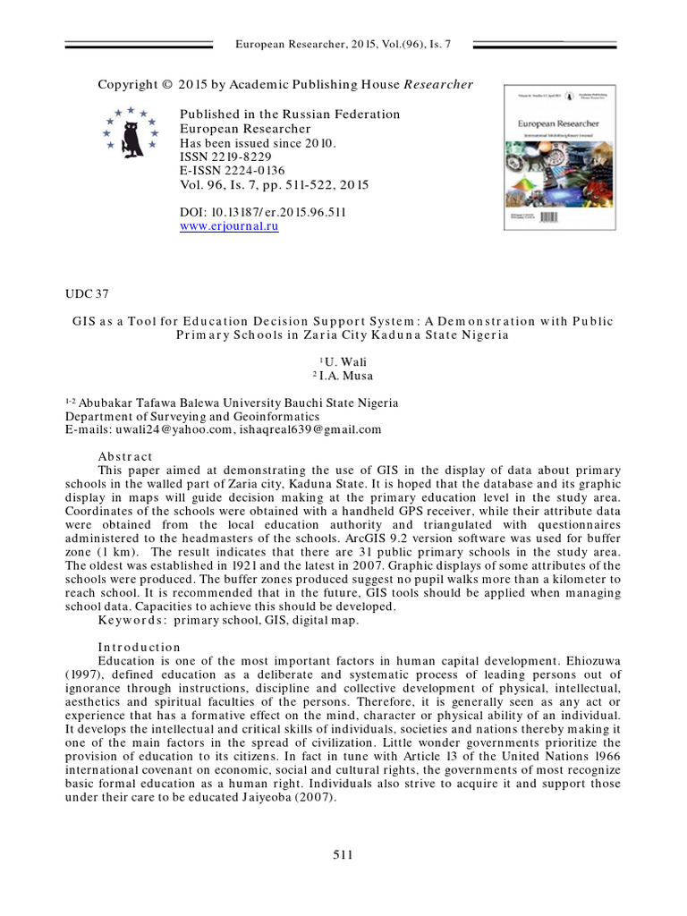 GIS As A Tool For Education Decision Support Syste | PDF | Geographic ...