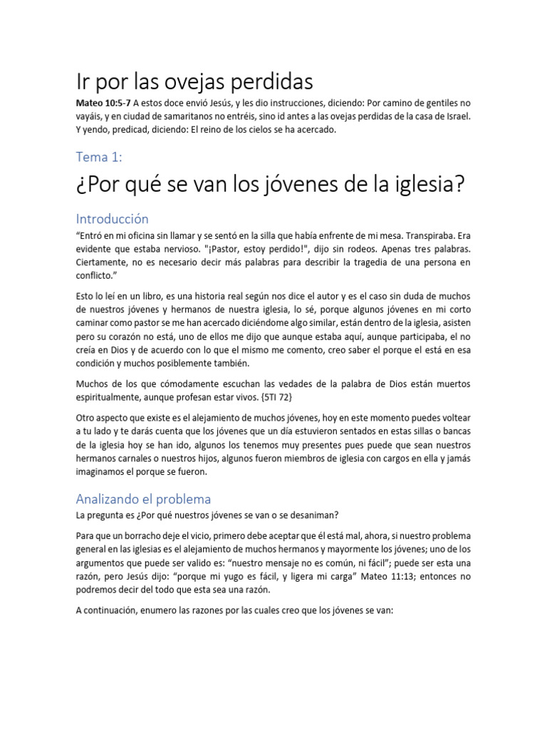Razones del alejamiento juvenil en la iglesia | PDF | Jesús | Evangelio ...