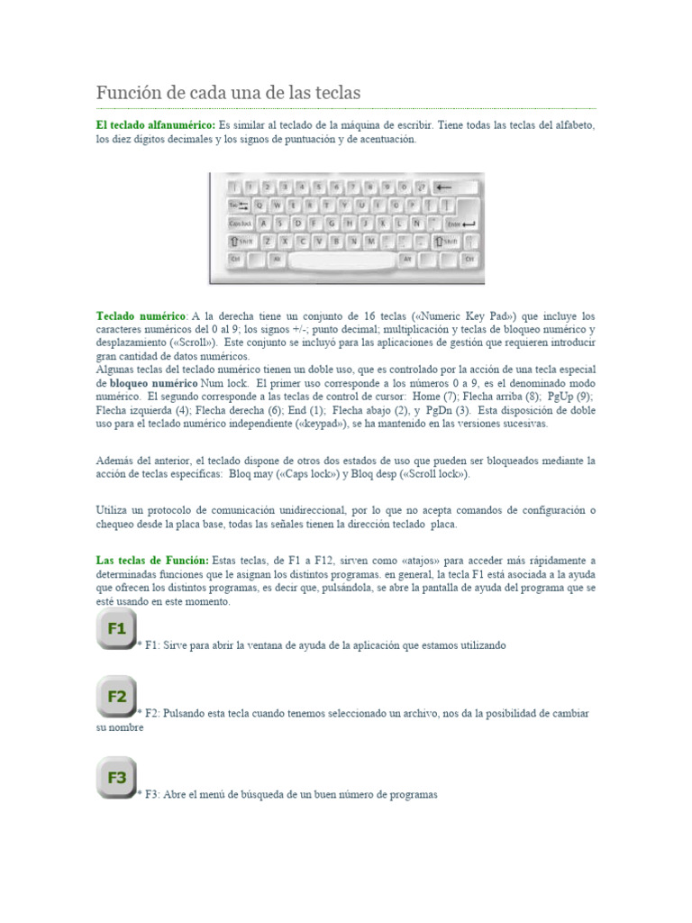 Función de Las Teclas | PDF | Teclado | Ventana (informática)