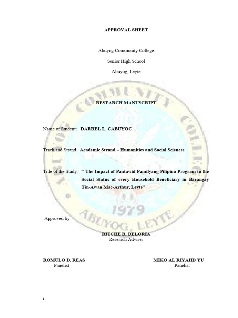 FNL. Research Approval Sheet - DARREL | PDF | Social Science