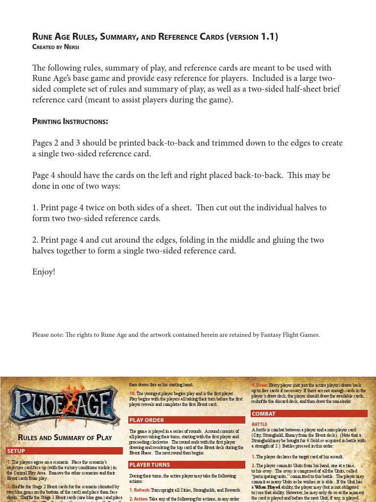 Rune Age Game Rules and Reference | PDF | Siege | Fortification