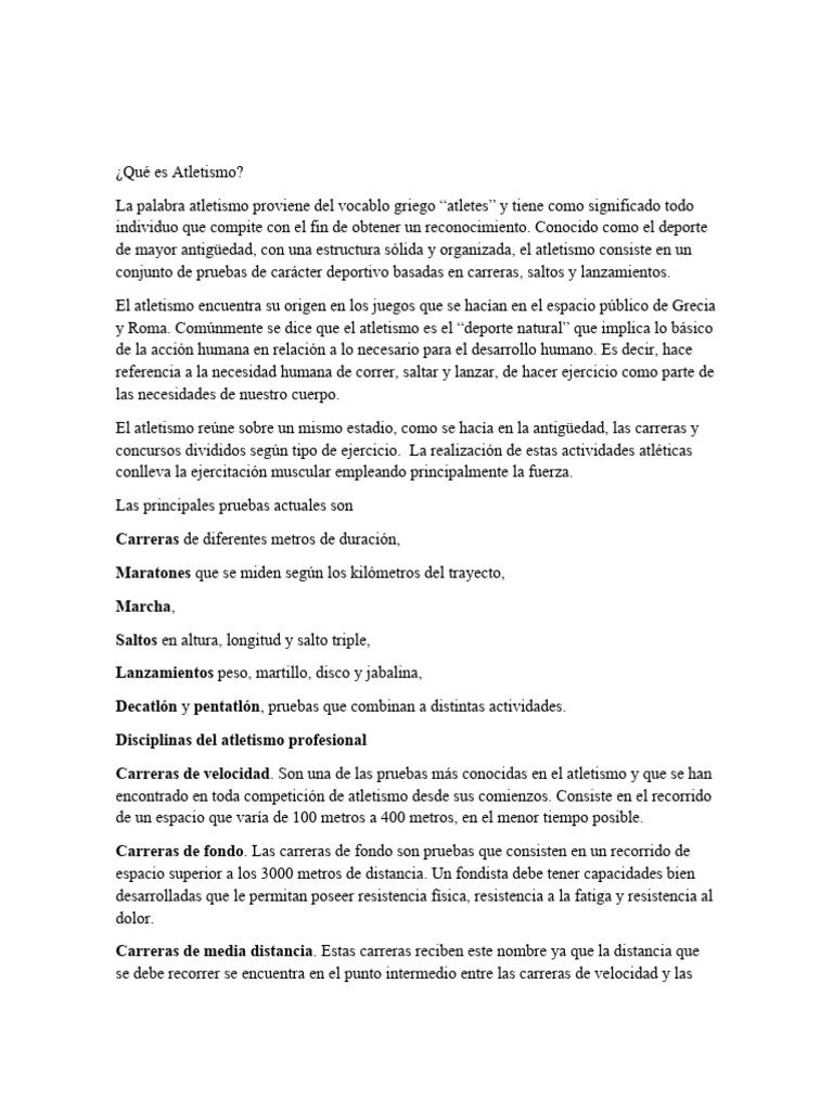 Atletismo | PDF | Deporte del atletismo | Deportes individuales