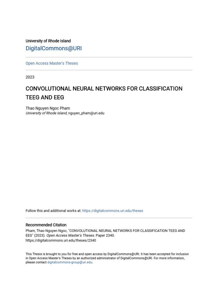 Convolutional Neural Networks For Classification Teeg and Eeg | PDF ...