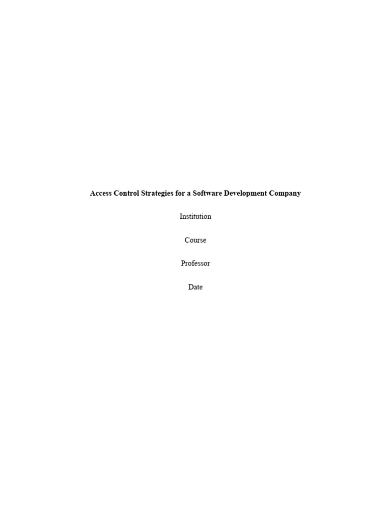 Access Control Strategies For A Software Development Company | PDF ...