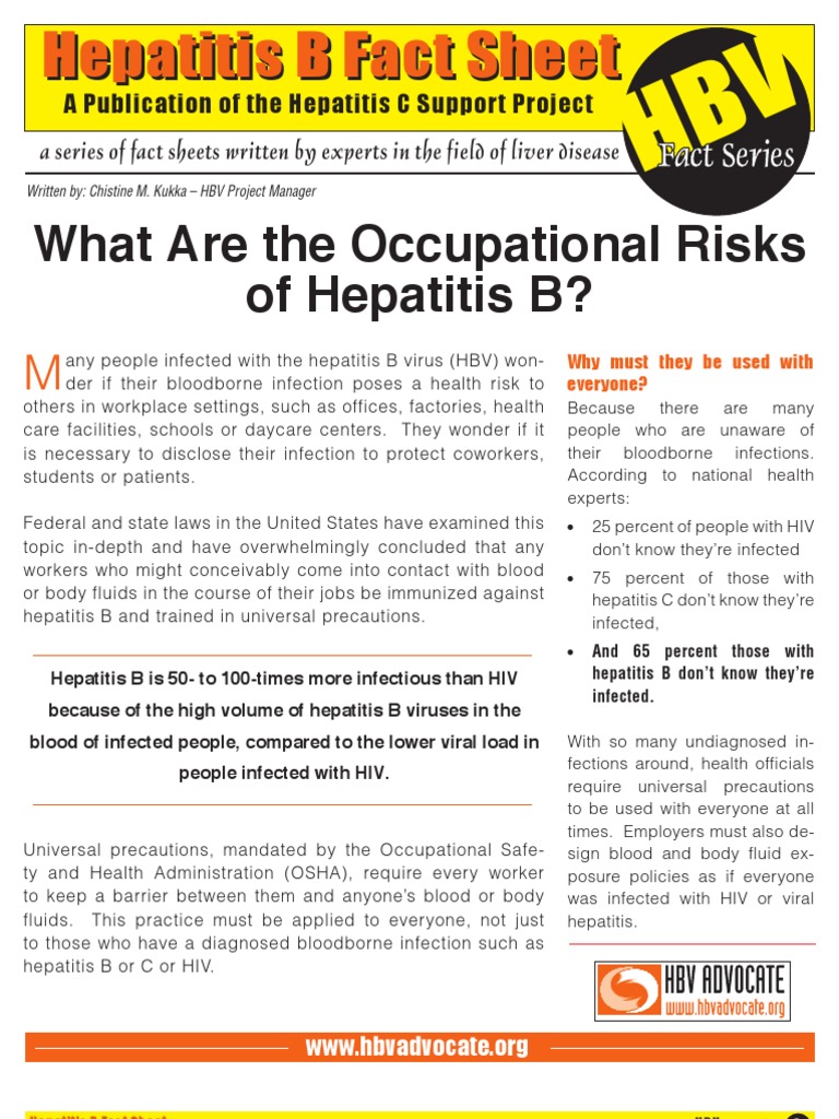 Occupational Risk of Hepatitis B | PDF | Hepatitis B | Hepatitis
