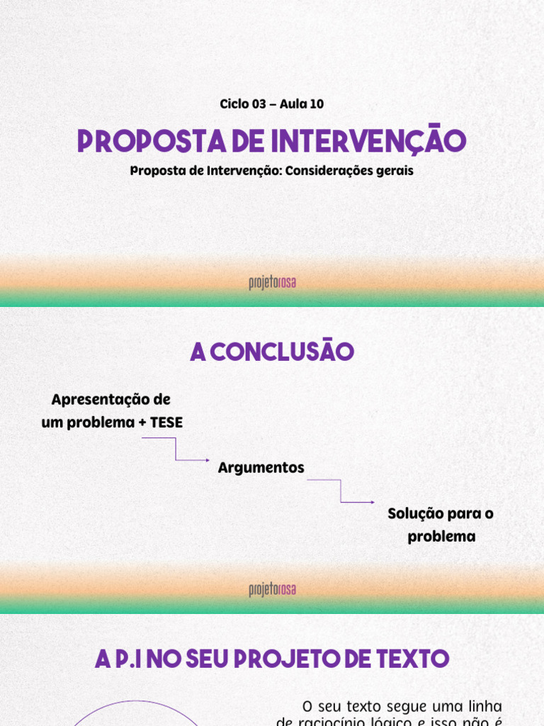 Proposta de Intervenção: Estrutura e Exemplos | PDF | Psicologia