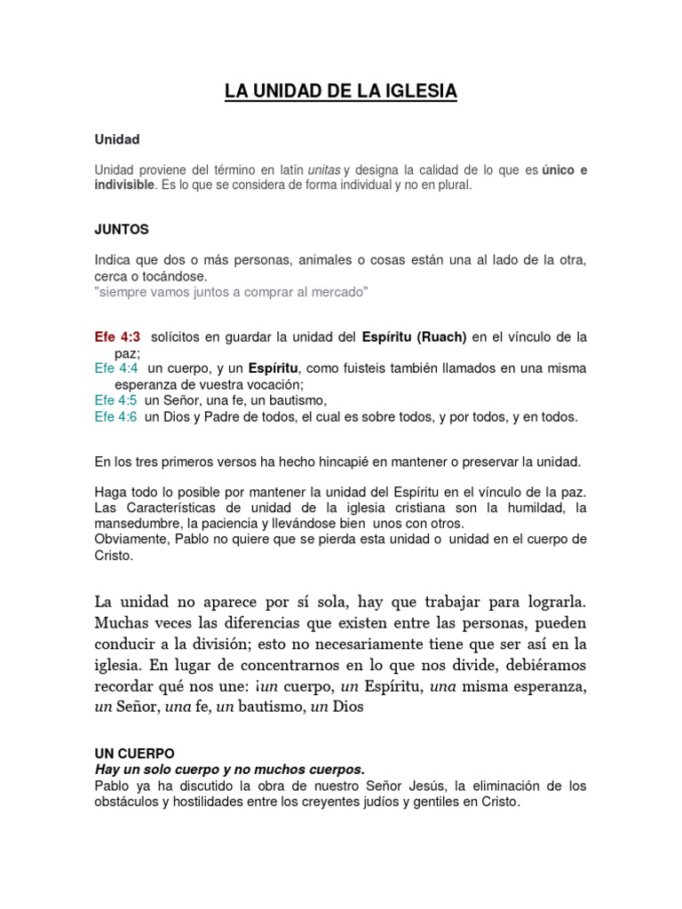 La Unidad de La Iglesia | PDF | Cristo (título) | Iglesia cristiana