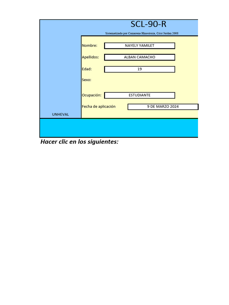 Evaluación SCL-90-R de Nayely Y. Alban | PDF