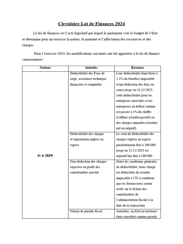 Circulaire Loi de Finances 2024 | PDF | Impôt sur le revenu | Impôts