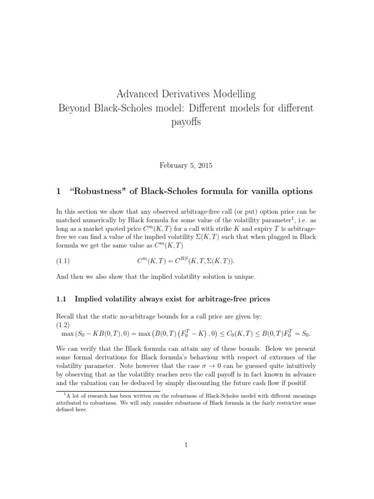 Beyond BS payoffsAndModels | PDF | Black–Scholes Model | Implied Volatility