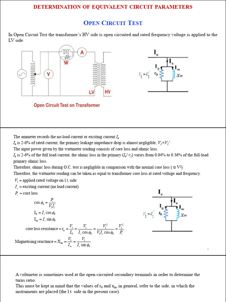 Transformer Open & Short Circuit Tests | PDF | Transformer | Computer ...