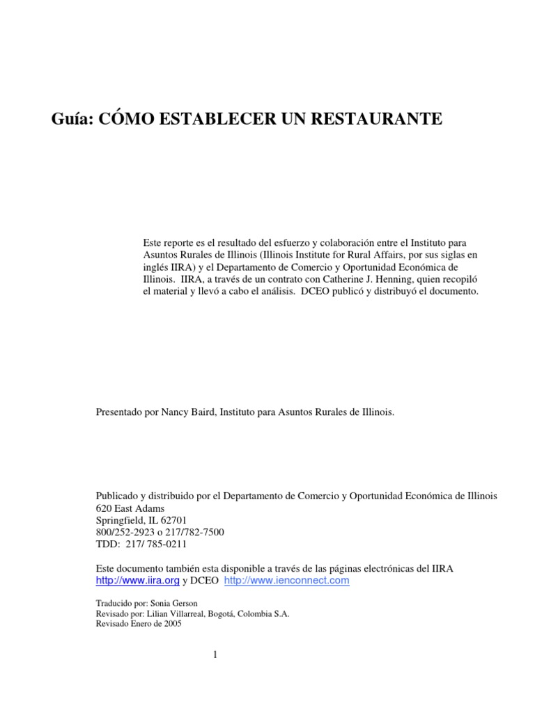 Guia Establecer Un Restaurante | PDF | Negocios