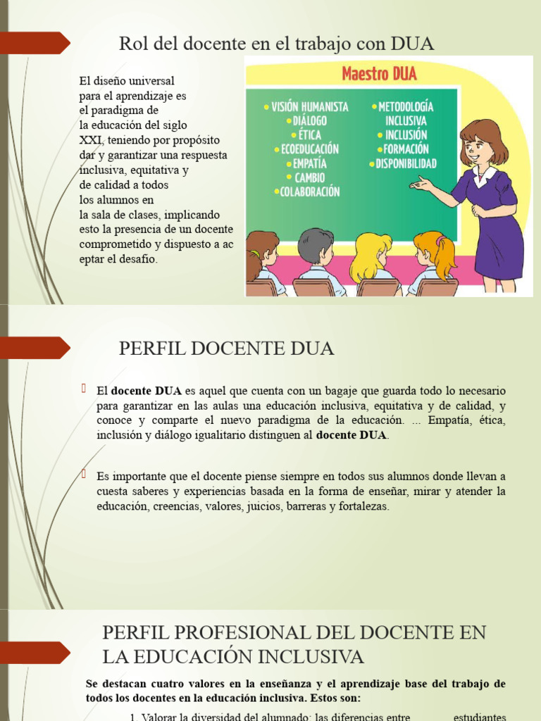 Rol del Docente en DUA Inclusiva | PDF | Maestros | Enseñando