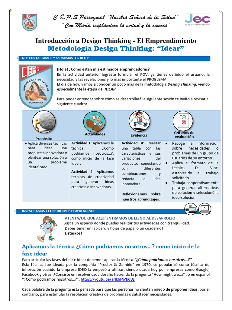 Design Thinking - Fase Idear | PDF | Iniciativa empresarial | Creatividad