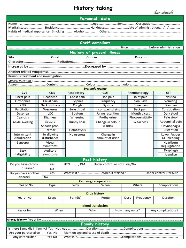 General History taking | Download Free PDF | Cough | Pain
