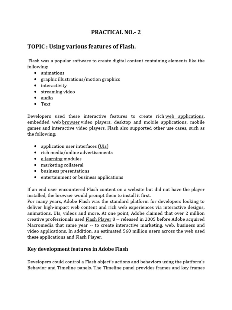 Features of Adobe Flash for Developers | PDF | Adobe Flash | Digital ...