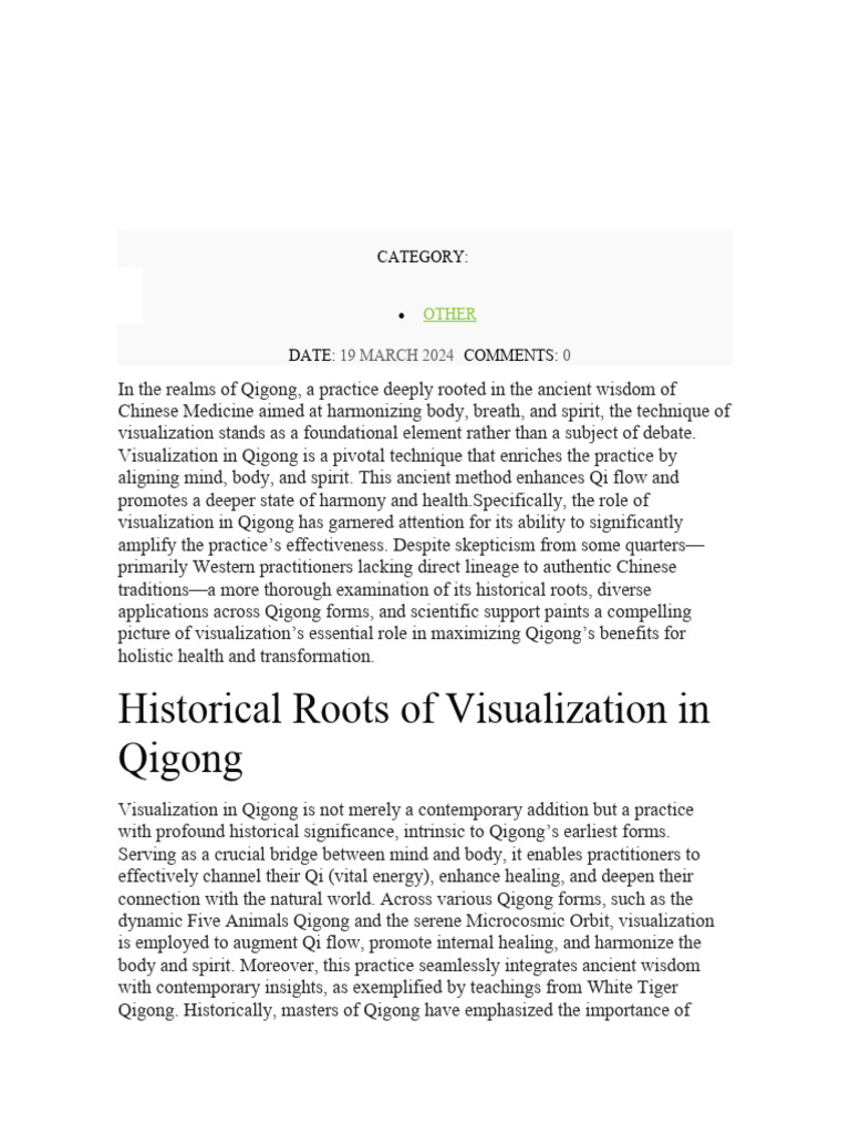 Visualization In Qigong Pdf Qigong Mental Image