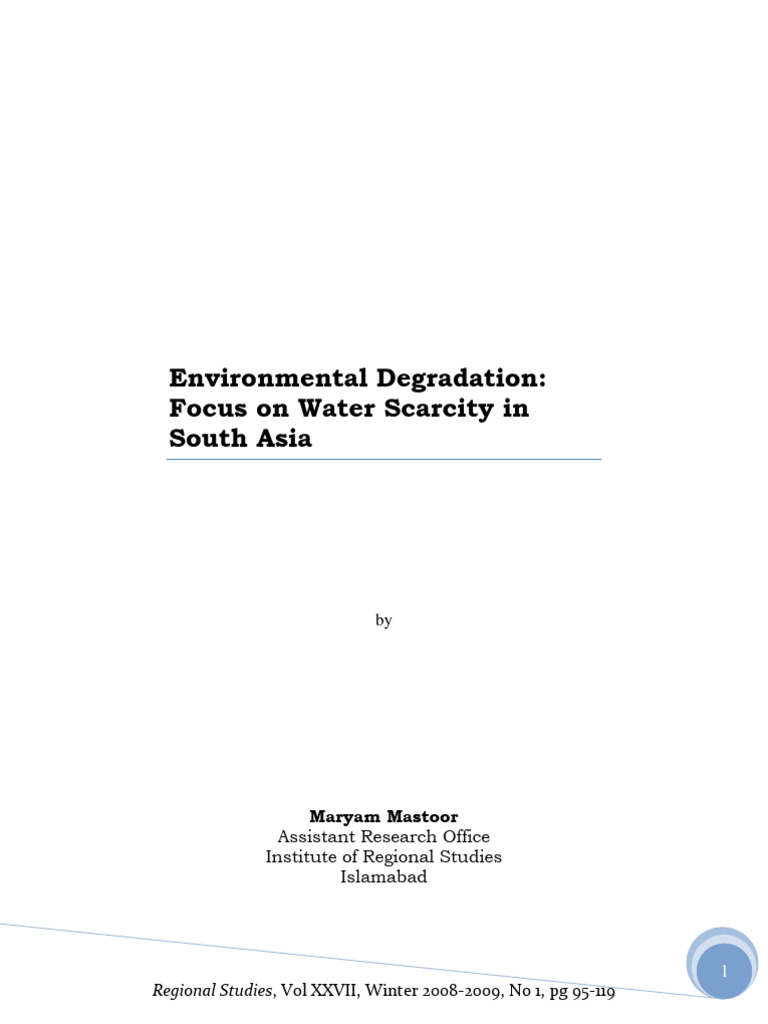 Water Scarcity in South Asia | PDF | Water Scarcity | Environmental ...
