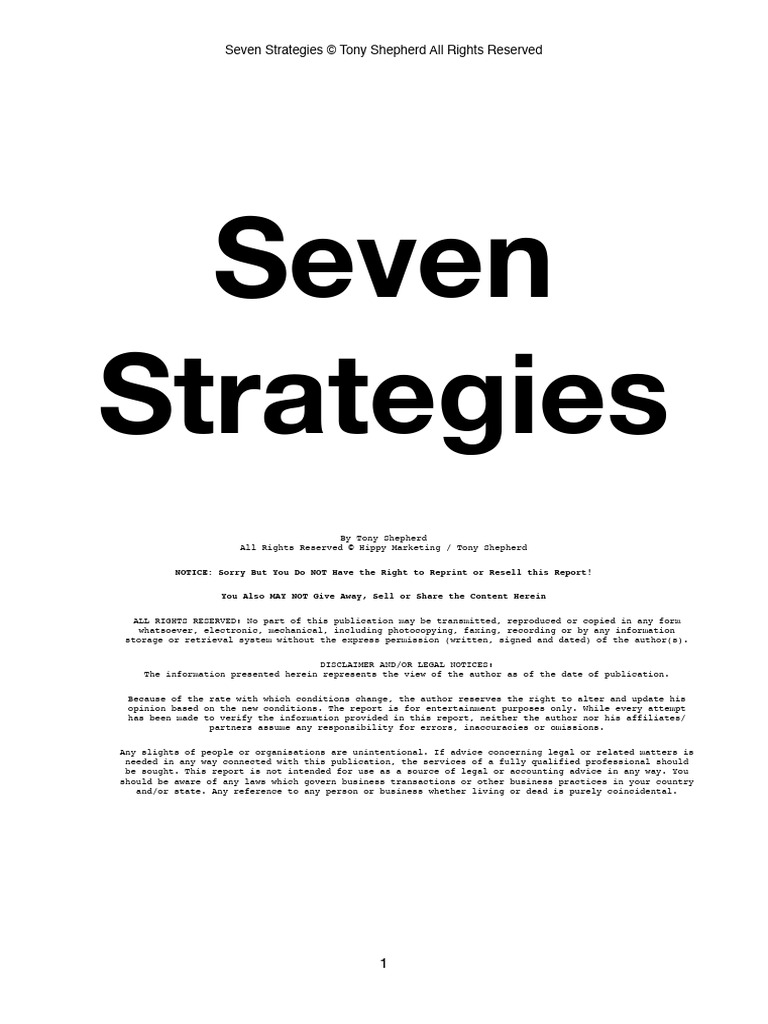 Seven Strategies for Business Success | PDF | Sales | Marketing