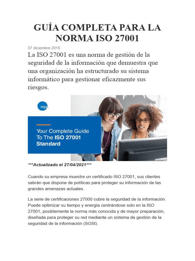 Gu a completa para la norma iso 27001 pdf seguridad de informaci n