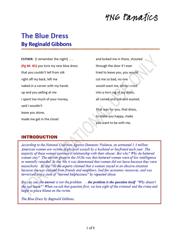 Blue Dress | PDF | Domestic Violence