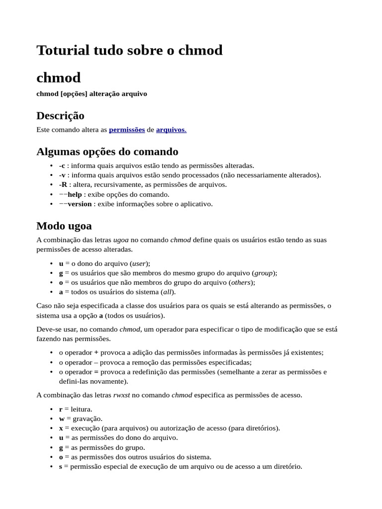 Guia Completo sobre o Comando chmod | PDF | Software utilitário | Unix