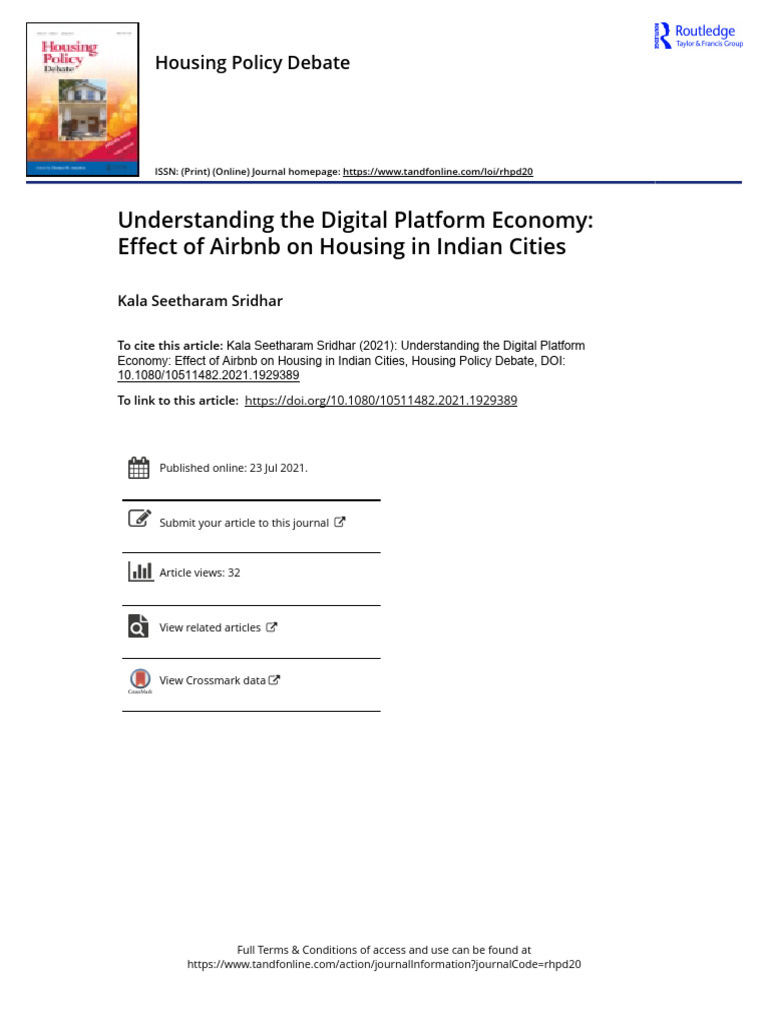 Understanding The Digital Platform Economy Effect of Airbnb On Housing ...