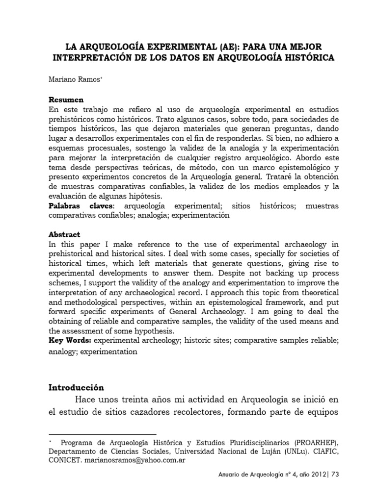 Experimental Arqueologia Datos Historicos Pdf Arqueología