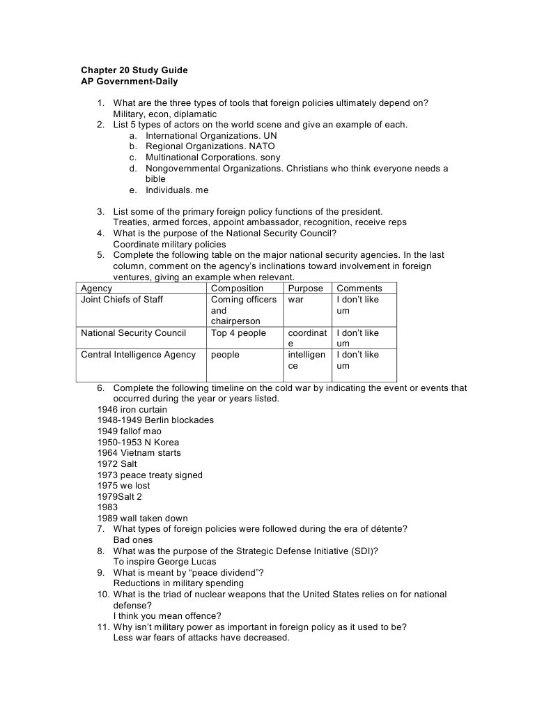 Chapter 20 Study Guide | PDF