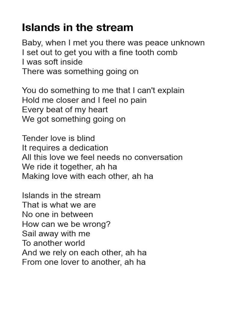 "Islands in the Stream Lyrics Analysis" | PDF | Language Arts ...