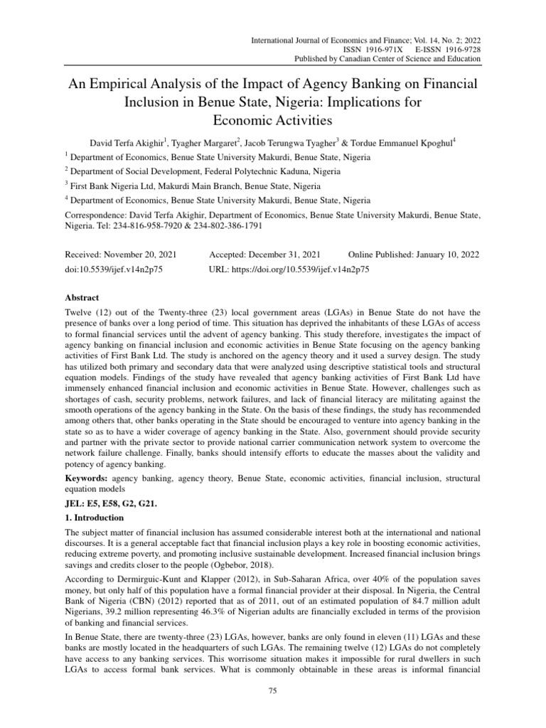 An Empirical Analysis of The Impact of Agency Banking On Financial ...