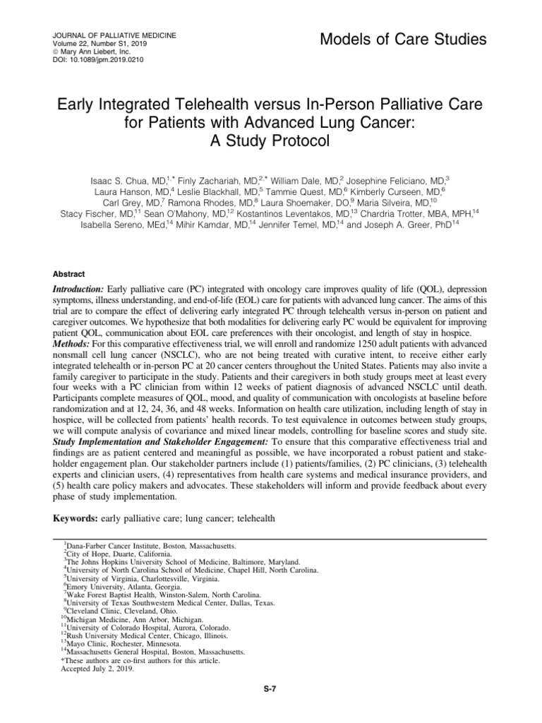 Telehealth vs In-Person Palliative Care | PDF | Caregiver | Palliative Care