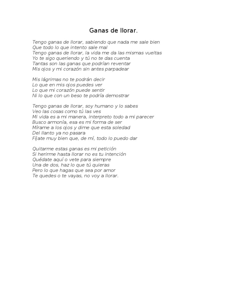 Ganas De Llorar ganas de llorar
