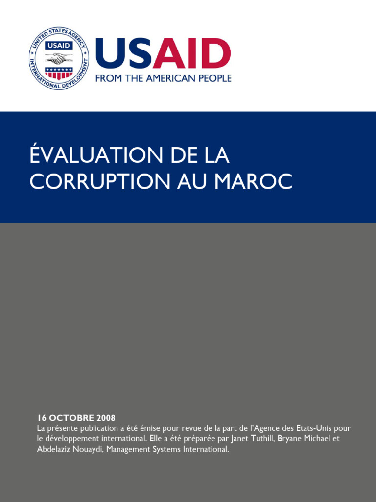 Évaluation de la corruption au Maroc 2008 | PDF | la corruption | Maroc